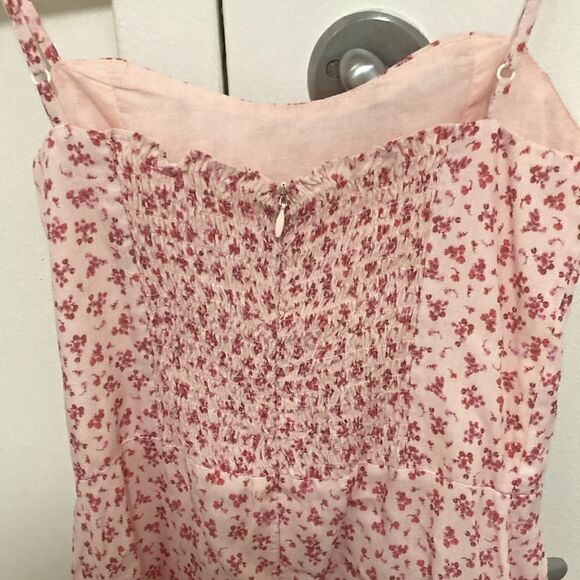 Ever After Floral Print Pink Dress with Adjustable Spaghetti Straps. Size 12 - Picture 5 of 8